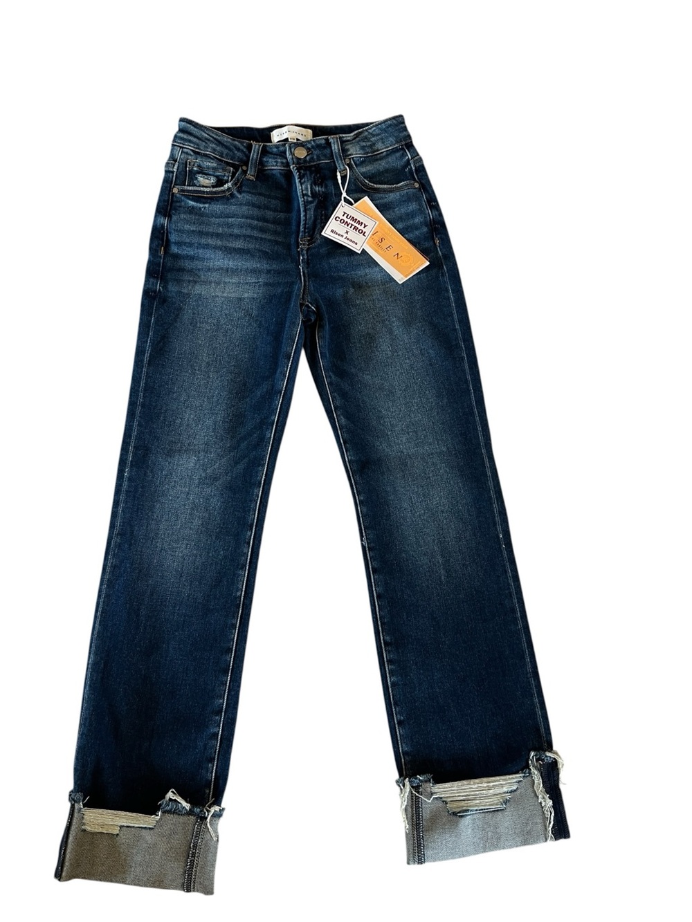RISEN Jeans 3/26 Tummy Control High Rise Cuffed Straight Leg NWT Indie - Picture 2 of 8